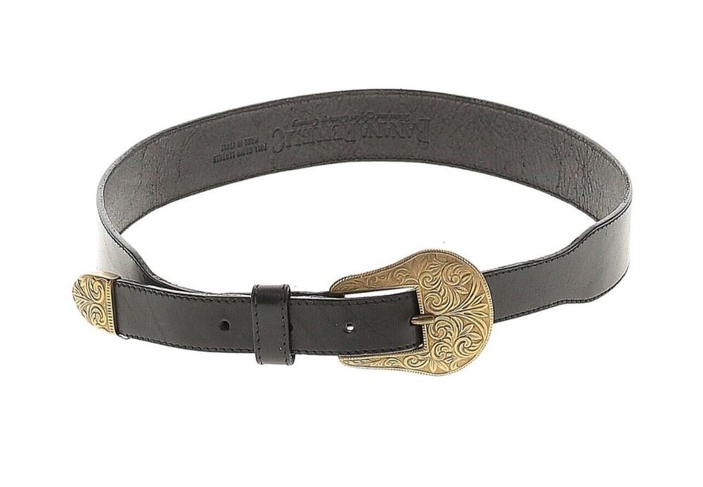VTG Banana Republic Black Western Embroidered Brass Belt Medium